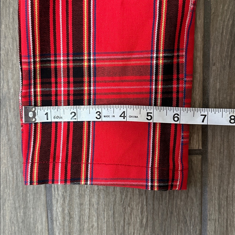 Chic Red Plaid Women's Straight Leg Pants - Picture 6 of 9